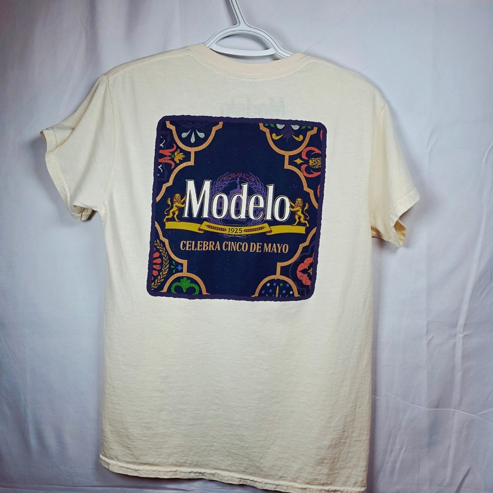 Modelo Especial Celebra Cinco De Mayo Graphic T-Shirt Mens Large Cream RN110927 - Picture 2 of 5